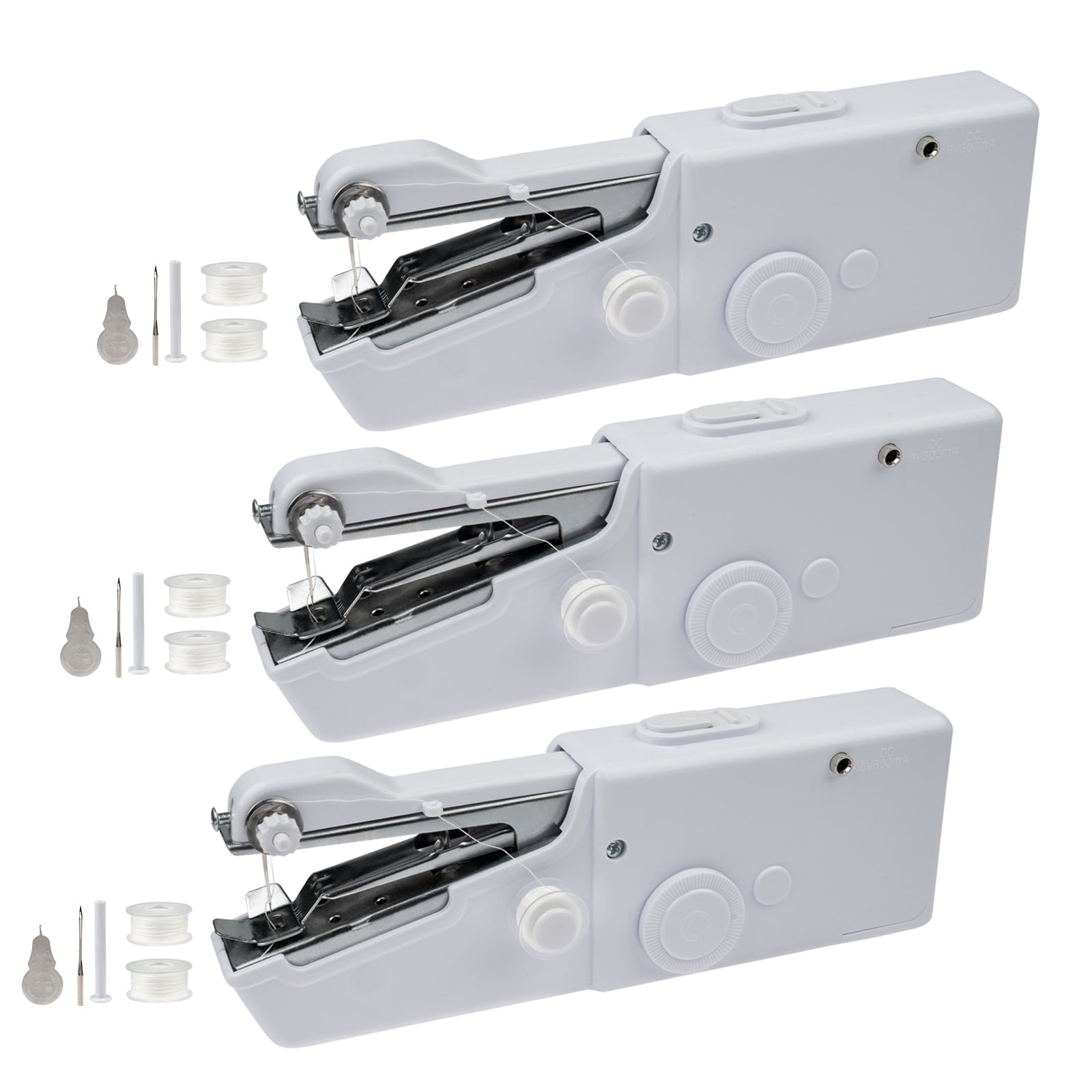3 Pack Portable Handheld Sewing Machine, 2025 New Fast Stitch Mini Electric Sewing Machines, Small Hand Held Sewing Machine for Adults Beginners DIY Fabrics Clothes Home Travel (White)