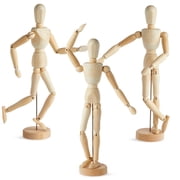 3 Pack Posable Art Figure Model, Flexible Wooden Drawing Mannequin for Artists, Sketching 13 in