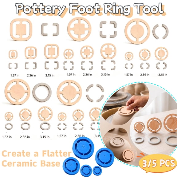 3 Pack Pottery Foot Ring Tool, Clay Base Aligner for Ceramic, Pottery Foot Molder Ceramic Tools, Aligned Foot Ring Template for Ceramics, Even Foot Press for Pottery Bowls, DIY Wheel Projects