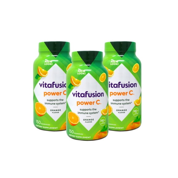 3 Pack - Power C Adult Vitamins Gummy, Immune Support, Natural Orange 150 ea