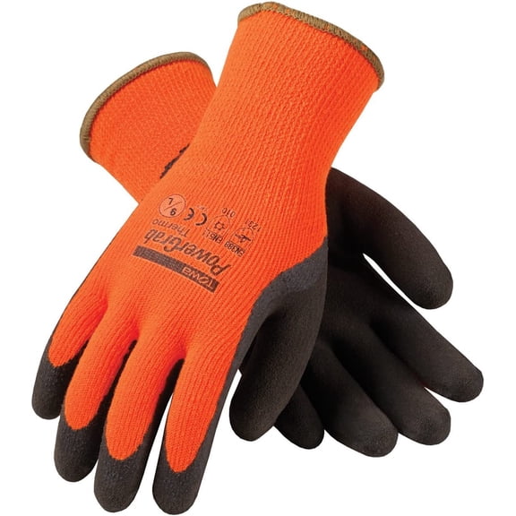 3 Pack Powergrab 41-1400 Thermal Hi-Vis Orange/Black Cold Condition Work Gloves (XLarge)