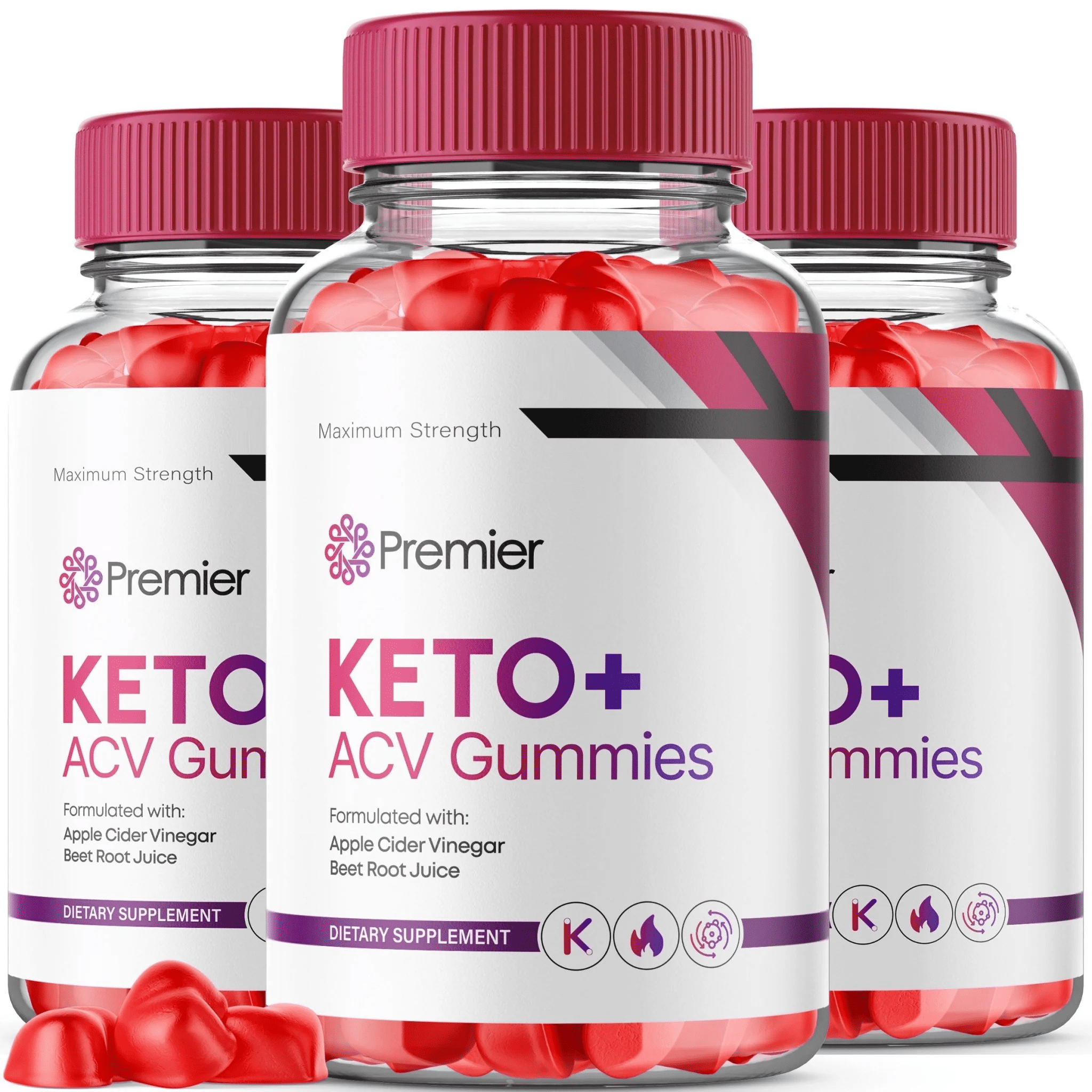 (3 Pack) Premier Keto ACV Gummies, Premier Keto + ACV Gummies Blast Advanced Weight Management Apple Cider Vinegar 1000MG - Premier Keto Supplement with Folate Beet Root (180 Gummies)