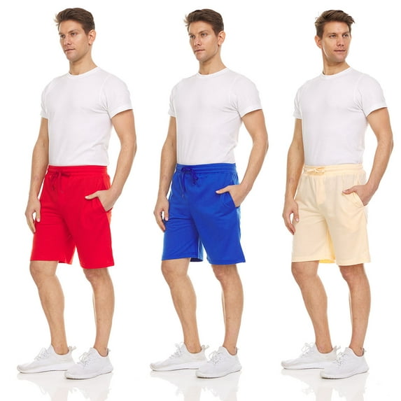 3-Pack Premium Men’s French Terry Sleep Shorts-Athletic Activewear Short With Pockets- Sweat Shorts For Sports, Gym, Workouts