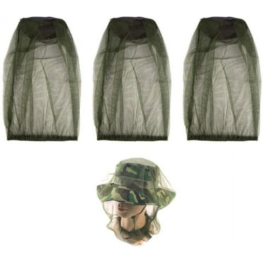 3 Pack Premium Mosquito Head Net Mesh Hat Face Netting Lightweight Durable Protective Cover Fly Insects Bugs Preventing for Camping Hiking Fishing Outdoor Activity