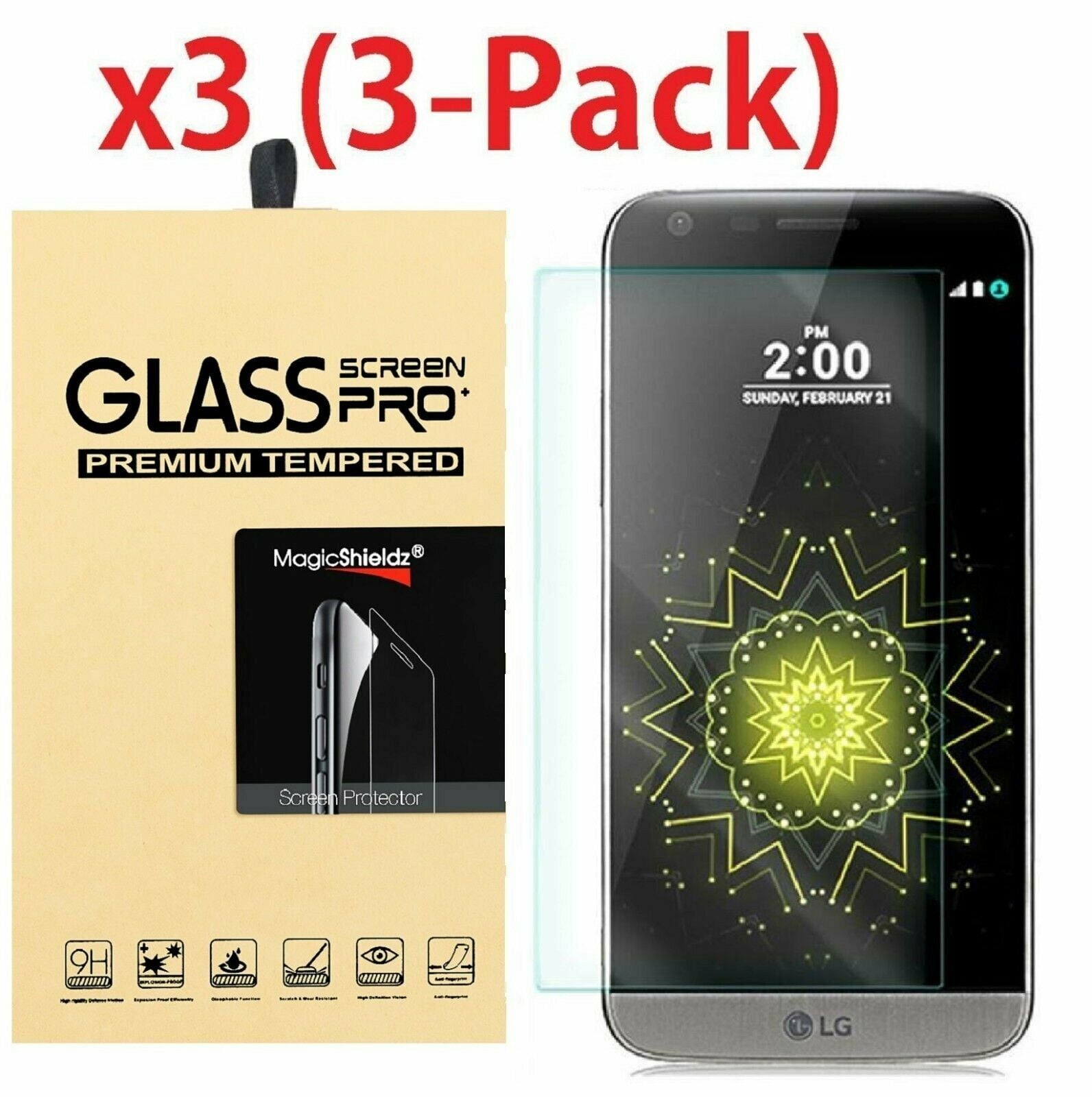 3Pack Premium Real Tempered Glass Film Screen Protector for LG G5