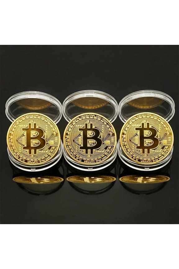 3 Pack Premium Replica Bitcoin Coin Collection - Elegant Gift Box Set for Collectors, Craft Enthusiasts & Business Gifts | Timeless Commemorative Keepsake