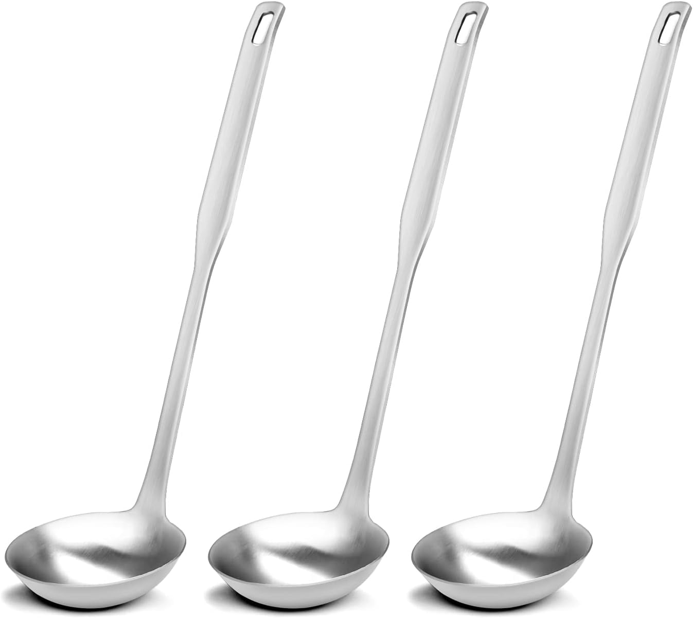 3 Pack Premium Stainless Steel kitchen Ladles, HeavyDuty Metal Soup