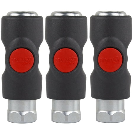 3 Pack Prevost Push Button Automotive Style Truflate Coupler 3/8" Female NPT PrevoS1