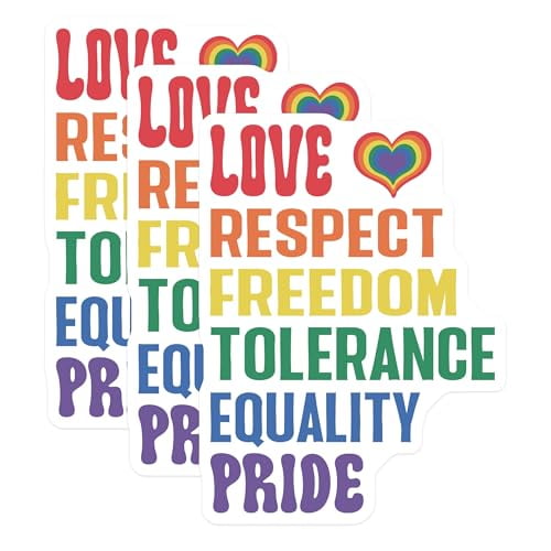 (3 Pack) Pride Decals - Equality Laptop Decals - Rainbow Heart Stickers - 3 Inches On Longest Side - Easy Peel & Apply - Made in USA - 3MCS2906