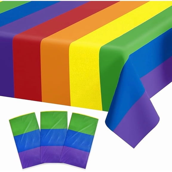3 Pack Pride Rainbow Tablecloths 54 x 108 Inch