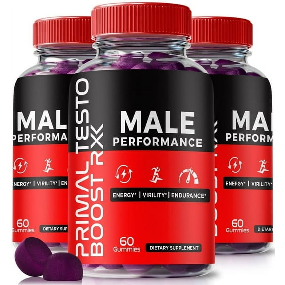 (3 Pack) Primal Testo Boost RX Gummies Official PrimalTestoBoost All-Natural Gummy for Physical Health & Overall Well-Being, Premium Gomitas for Energy, Vitality Support, Reviews (180 Gummies)