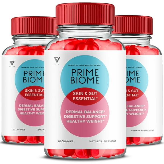 (3 Pack) Prime Biome Gummies PrimeBiome Skin & Gut Supplement (180 Gummies)