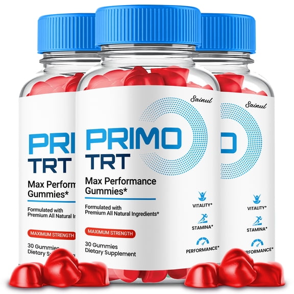(3 Pack) Primo TRT Max Gummies, Maximum Strength Formula, PrimoTRT Gomitas, Supplement for Him, All Natural Formula