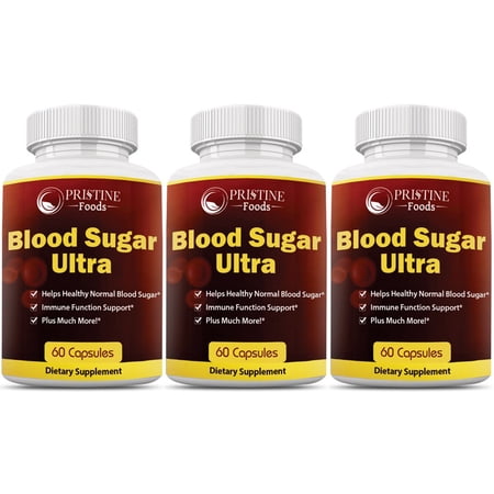 3 Pack Pristine Ultra Blood Sugar Support Supplement - Healthy Blood Sugar Vitamins, Immunity Wellness, Sugar Blocker Complex - 60 Capsules