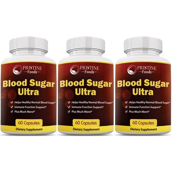 3 Pack Pristine Ultra Blood Sugar Support Supplement - Healthy Blood Sugar Vitamins, Immunity Wellness, Sugar Blocker Complex - 60 Capsules