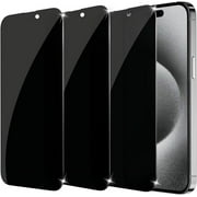 3 Pack Privacy Screen Protector for iPhone 15 Pro max/15 Plus 6.7 inch, Sensor Protection, Dynamic Island Compatible, 9H Anti Spy Private Tempered Glass Film