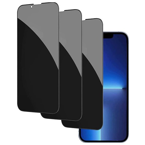 3 Pack Privacy Screen Protector Compatible With iPhone 13 Pro Max - Tempered Glass Curved Anti-Spy Anti-Peep 3D Edge