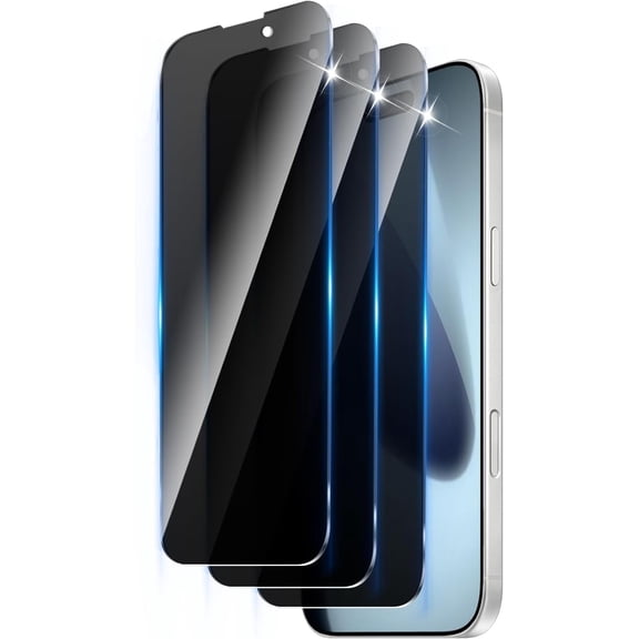 3 Pack Privacy Screen Protector Compatible with iPhone 17 Pro,Full Coverage 9H Tempered Glass Film,Anti-Fingerprint,Bubble Free,Easy to Install