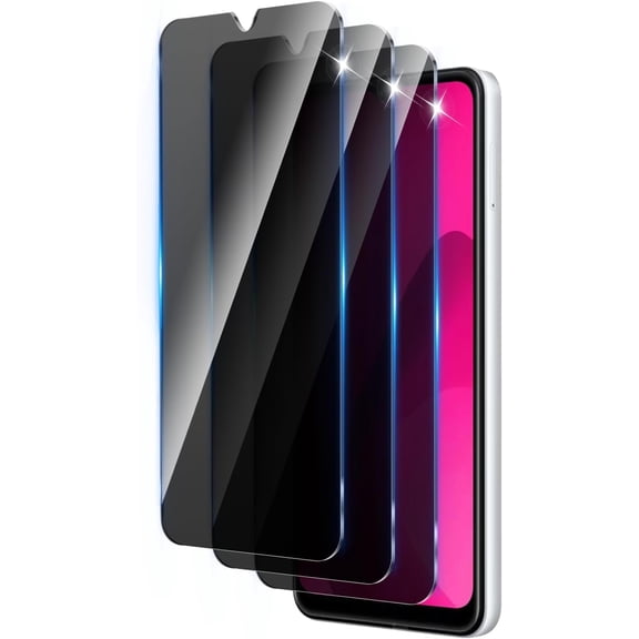 3 Pack Privacy Screen Protector Designed for T-Mobile Revvl 7 5G,Full Coverage Anti-Spy Tempered Glass Film,9H Hardness,Anti-Fingerprint,Bubble Free,Easy to Install
