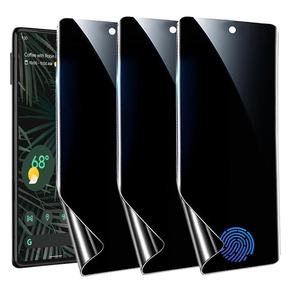ZYQEEE [3 Pack] Privacy Screen Protector for Google Pixel 6 Pro, Supports Fingerprint Unlock, Anti-Spy Flexible TPU Screen Protector for Google 6 Pro 6.1-Inch