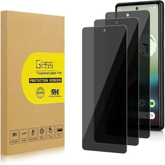 3 Pack Privacy Screen Protector for Google Pixel 6A 6.15G [Anti-Spy Tempered Glass], Ultra HD, Anti-Scratch, Bubble-Free, Easy Install 9H Protective Glass for Pixel 6A