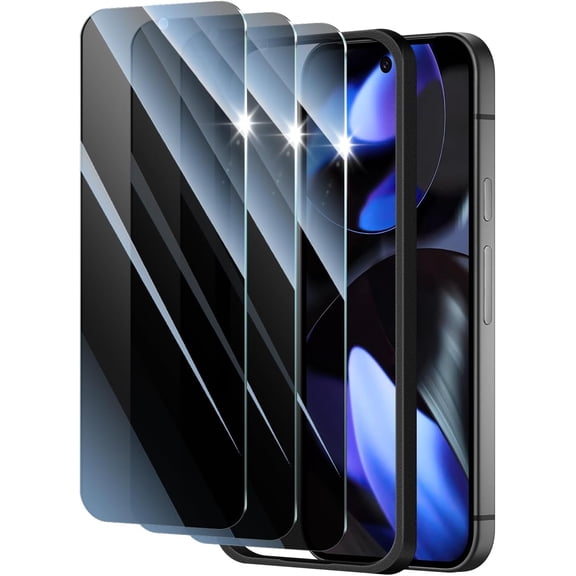 3 Pack Privacy Screen Protector for Google Pixel 9/9 Pro/10/10 Pro with a Installation Alignment Aid, Anti-Spy Tempered Glass Film, Private Black Protection, [oilproof][ Shockproof][Scratchproof]