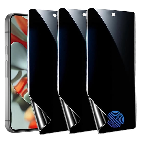 [3 Pack] Privacy Screen Protector for Google Pixel 9 Pro XL, Supports Fingerprint Unlock, Anti-Spy Flexible TPU Screen Protector for Google 9 Pro XL 6.8-Inch