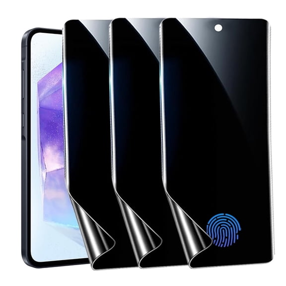 ZYQEEE [3 Pack] Privacy Screen Protector for Samsung Galaxy A55 5G,Supports Fingerprint Unlock, Anti-Spy Flexible TPU Screen Protector for Samsung A55 5G 6.6-inch