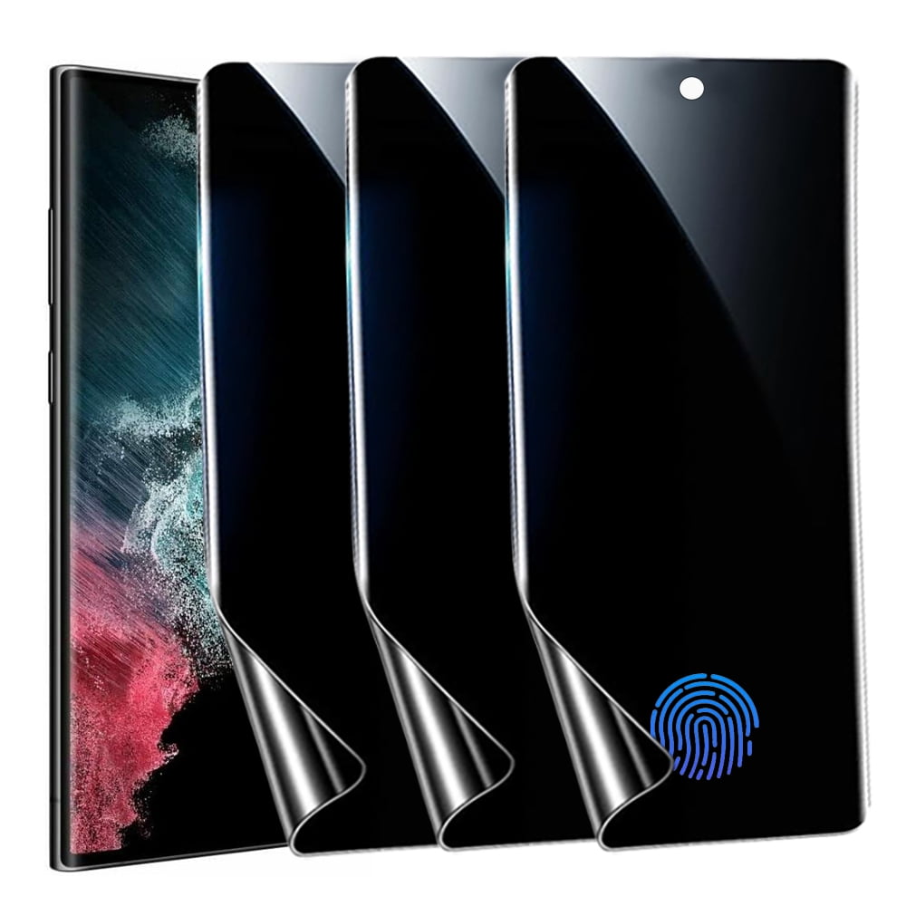 ZYQEEE [3 Pack] Privacy Screen Protector for Samsung Galaxy S22 Ultra 5G,Supports Fingerprint Unlock, Anti-Spy Flexible TPU Screen Protector for Samsung S22 Ultra 6.8-inch