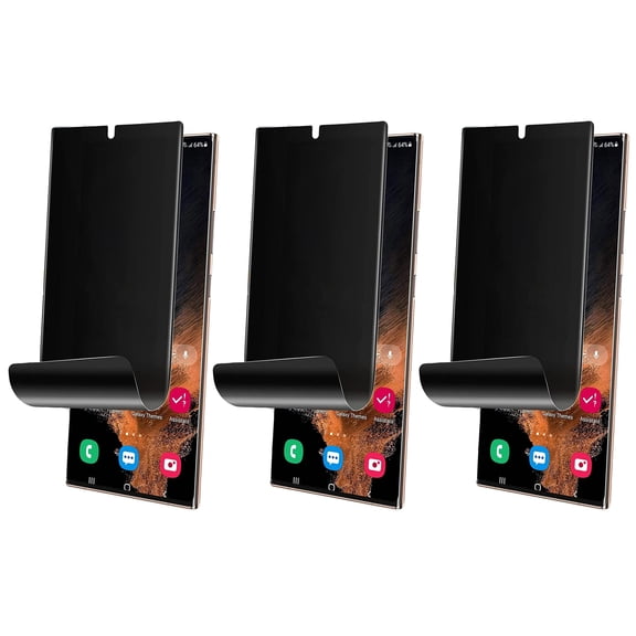 3 Pack Privacy Screen Protector TPU Film for Samsung Galaxy S22 Ultra - Fingerprint Works Anti-Peep Anti-Spy 3D Edge Case Friendly