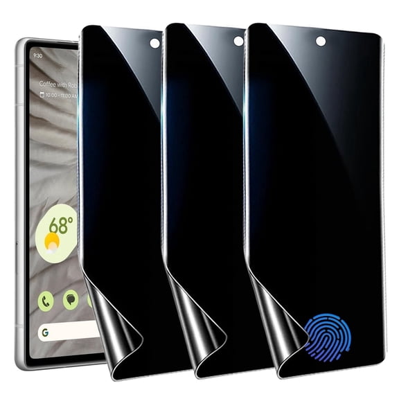 [3 Pack] Privacy Screen Protector for Google Pixel 7A, Supports Fingerprint Unlock, Anti-Spy Flexible TPU Screen Protector for Google 7a 6.7-Inch