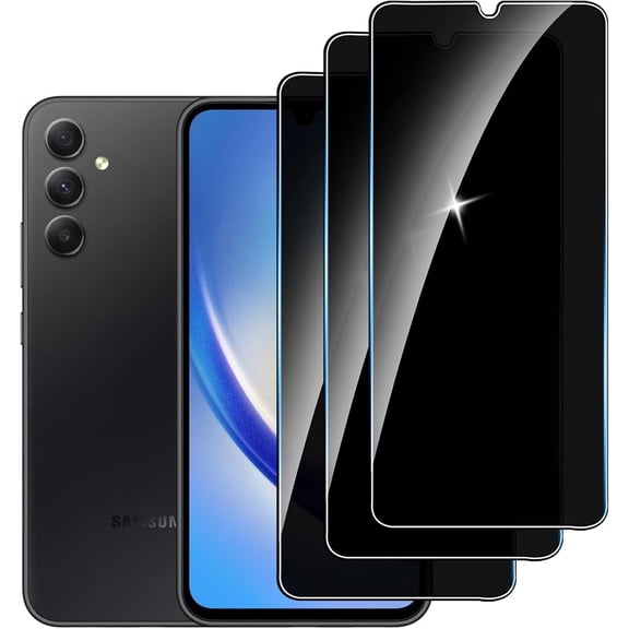 3 Pack Privacy Screen Protector for Samsung Galaxy A34 9H Tempered Glass Anti-Spy Private Film Compatible for Samsung Galaxy A34 Case Friendly