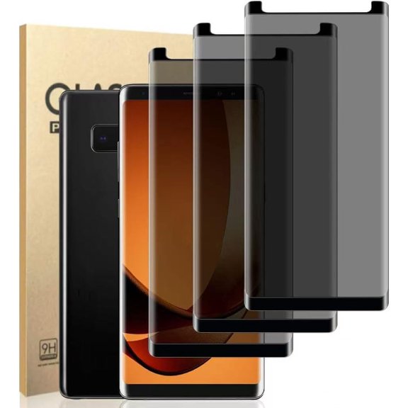 [3 Pack] Privacy Screen Protector for Samsung Galaxy Note 9 (6.8"), Anti-Spy 3D Curved 9H Tempered Glass, Case Friendly