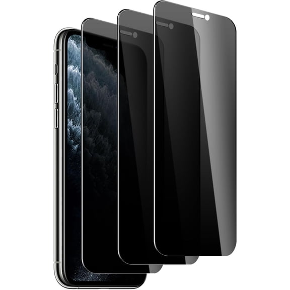 3 Pack Privacy Screen Protector for iPhone 11 Pro Max/iPhone Xs Max, 9H Hardness Double Shatterproof Anti-Spy Tempered Glass Film, Easy Installation