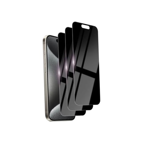 3 Pack Privacy Screen Protector for iPhone 15 Pro Max Tempered Glass 6.7inch Private Saver Anti-Spy Eye Protection Anti-Scratch Full Coverage