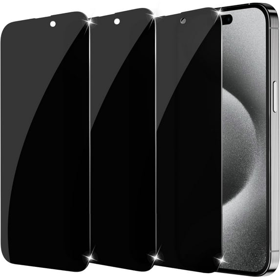 3-Pack for Privacy Screen Protector for iPhone 15 Pro Max / 15 Plus 6.7 inch, Sensor Protection,9H Full Coverage Screen Tempered Glass Anti-Spy No Bubbles Case Friendly