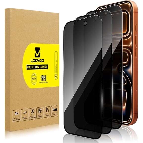 3 Pack Privacy Screen Protector for iPhone 17 Pro Max [Anti-Spy Tempered Glass], Ultra HD, Anti-Scratch, Bubble-Free, Easy Install 9H Protective Glass for iPhone 17 Pro Max