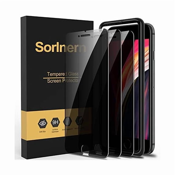 3-Pack Privacy Screen Protector for iPhone SE 2020, Anti Spy Tempered Glass Film, Touch Sensitive, Bubble-Free, Case Friendly [with Easy-Installation Tool][4.7 inch]