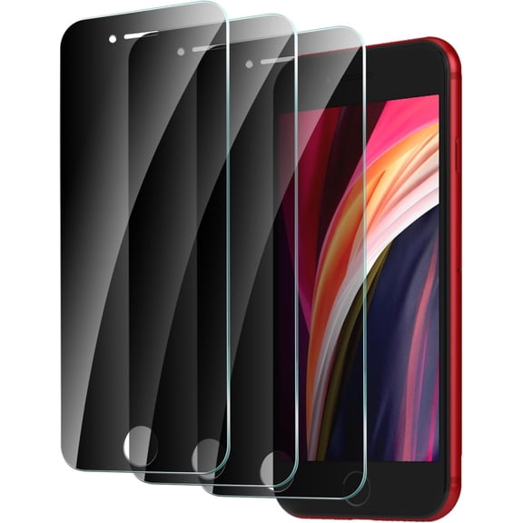 3 Pack Privacy Screen Protector for iPhone SE 2022 / iPhone SE 2020 / iPhone 8 / iPhone 7, Anti Spy Tempered Glass 9H Hardness Film, Scratch Resistant