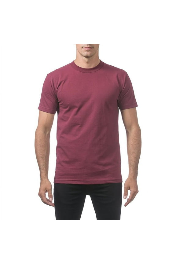 3 Pack Pro Club Men's Comfort Cotton Short Sleeve Crew Neck T-Shirt - Maroon - XL