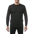 thumbnail image 1 of 3 Pack Pro Club Men's Heavyweight Cotton Long Sleeve Crew Neck T-Shirt - Black - Medium, 1 of 4