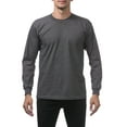 thumbnail image 1 of 3 Pack Pro Club Men's Heavyweight Cotton Long Sleeve Crew Neck T-Shirt - Charcoal - X-Large, 1 of 4