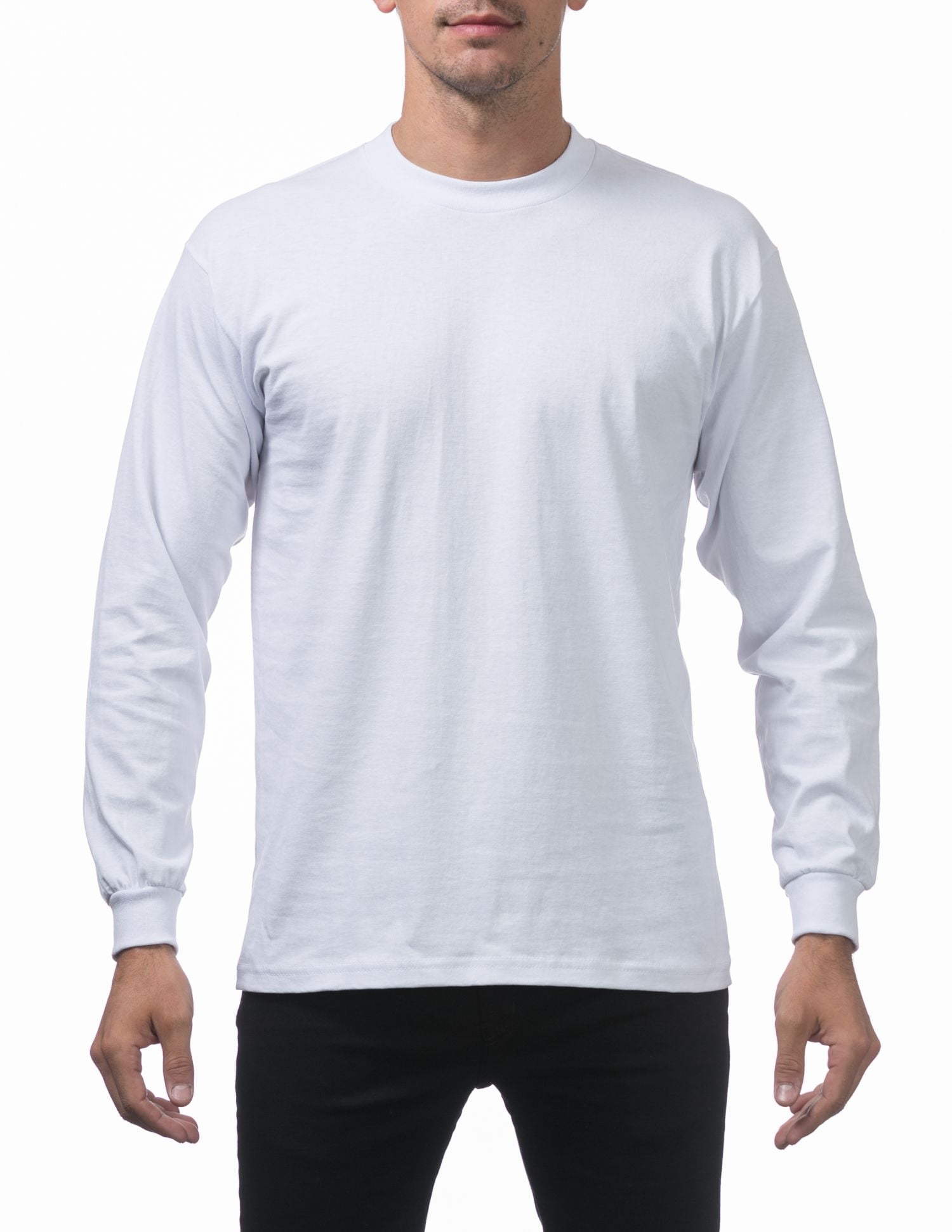 3 Pack Pro Club Men's Heavyweight Cotton Long Sleeve Crew Neck T-Shirt ...