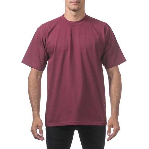 3 Pack Pro Club Men's Heavyweight Short Sleeve Tee T-Shirt - Maroon - XX-Large