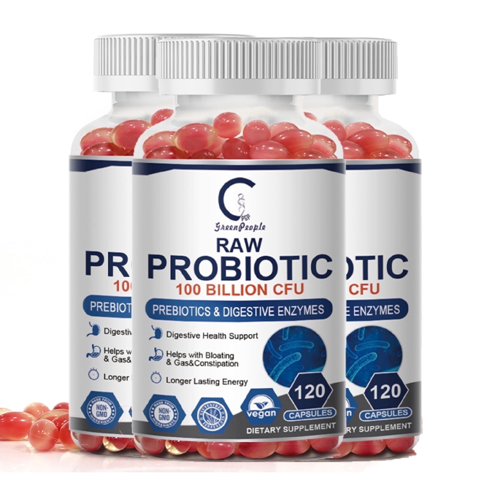 (3 Pack) Probiotics for Women and Men, with Prebiotics and Digestive ...