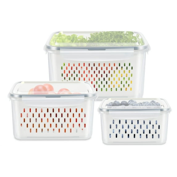3 Pack Produce Savers Food Storage Containers Fridge Organization