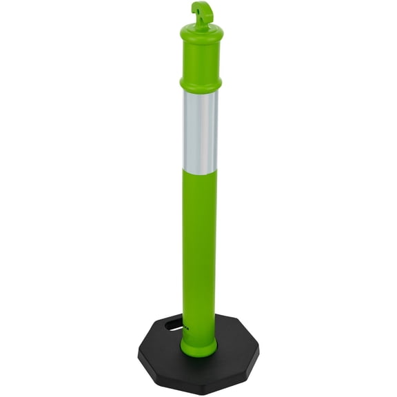 3-Pack Professional 48" Traffic Guidance Posts - Weighted Bottom Safety Cones with Reflective Strips, Durable for Outdoor Construction, Warehouse, Parking Lot, Crowd Control (Green Color)