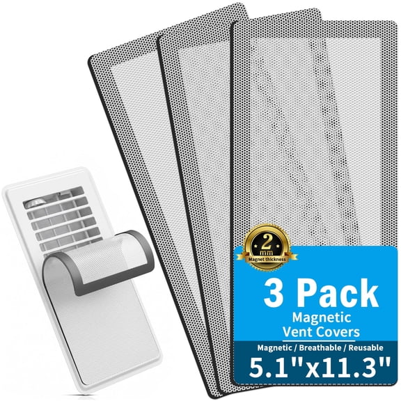 ouhos 3 Pack 5.1 x 11.3 Inch Strong Magnetic Vent Covers, Decorative Vents Cover for Floor Standard Air Registers for Wall and Ceiling Register Homes and RV HVAC(White)