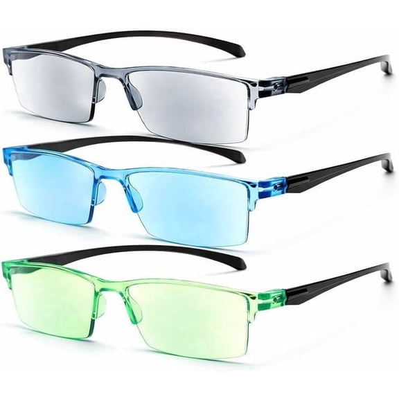 3 Pack Progressive Reading Glasses Men Women Half Frame Lightweight Smart Focus Office Home