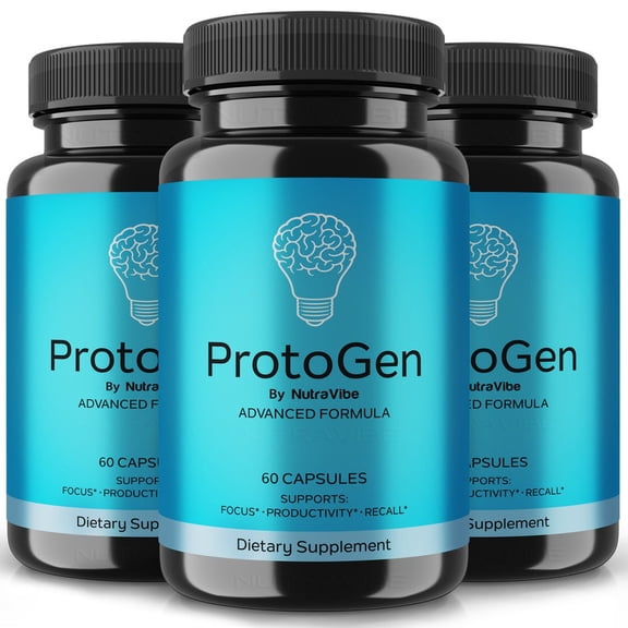 (3 Pack) ProtoGen Pills Daily Formula with a Natural Blend to Help Maintain Focus, Memory & Concentration | Clean, Gentle, Easy-to-Swallow Capsules for Everyday Sharpness (180 Capsules)